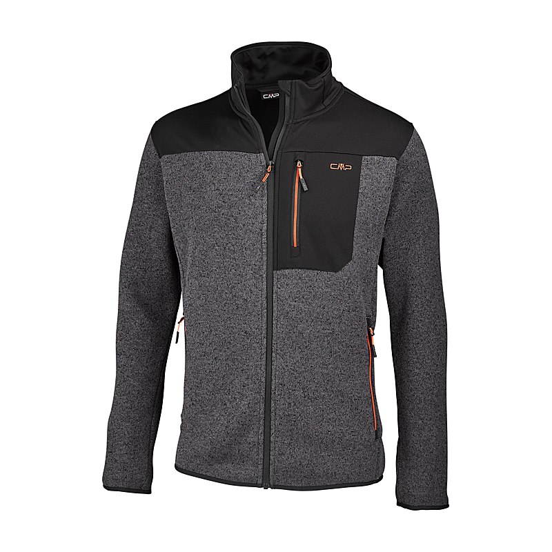 CMP Strickfleecejacke, nero-orange, Größe 58