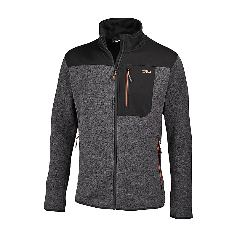 CMP Strickfleecejacke, nero-orange, Größe 52