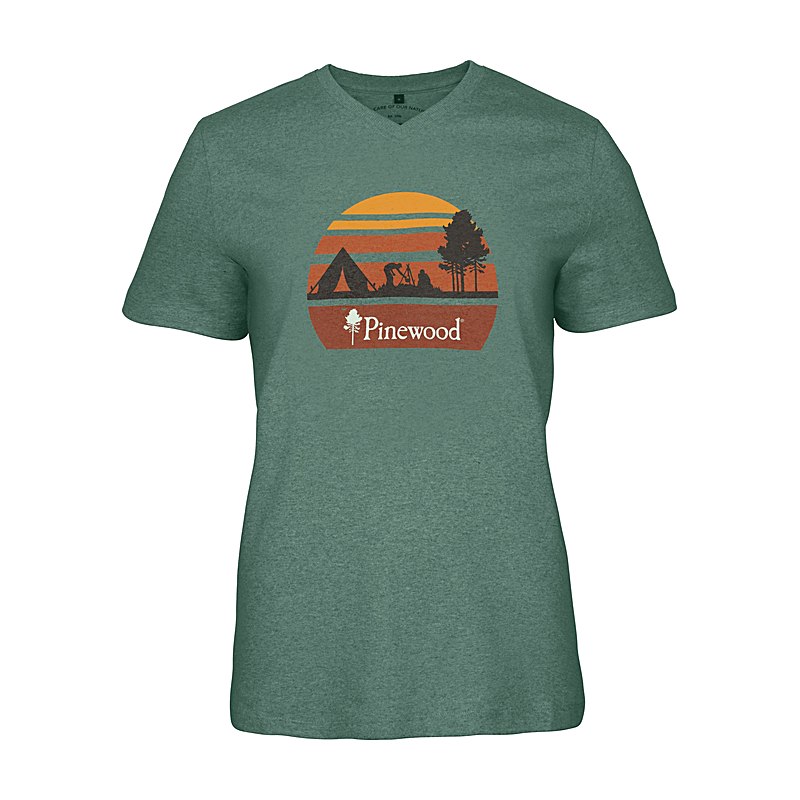 Pinewood T-Shirt Finnveden Recycled Outdoor, aqua grey melange campsite, Größe S