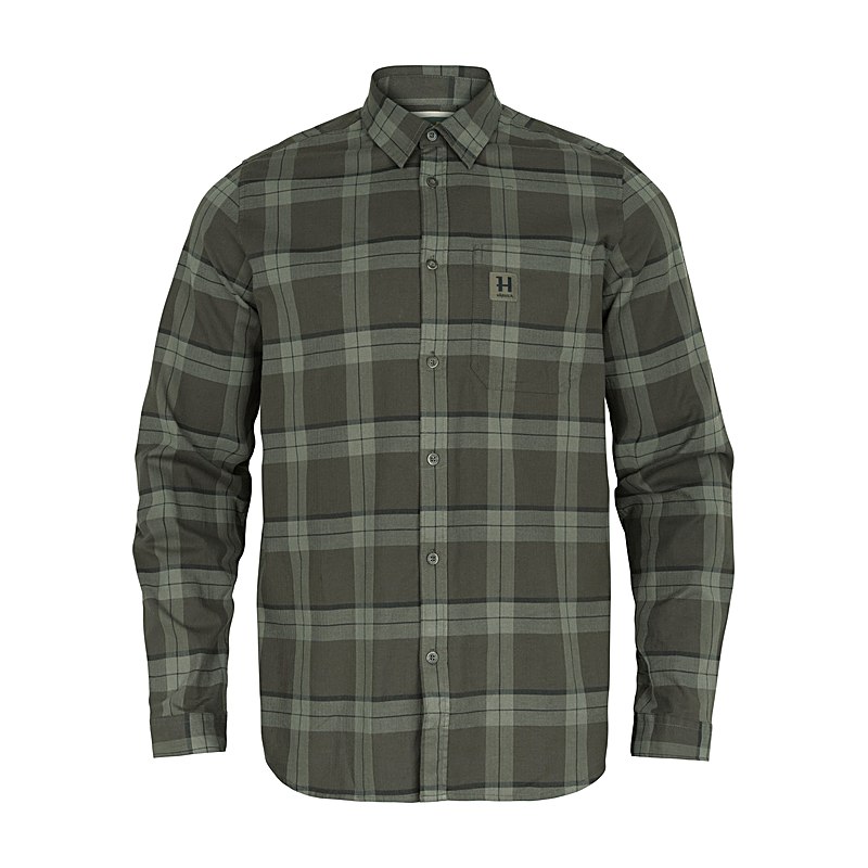 Härkila Langarmhemd Fjell, green check, Größe 3XL