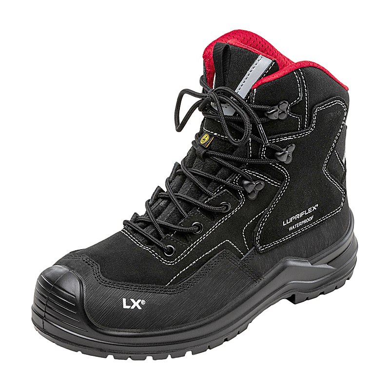 Lupriflex Sicherheitsstiefel Anti-Knick Light, schwarz-rot, Größe 50