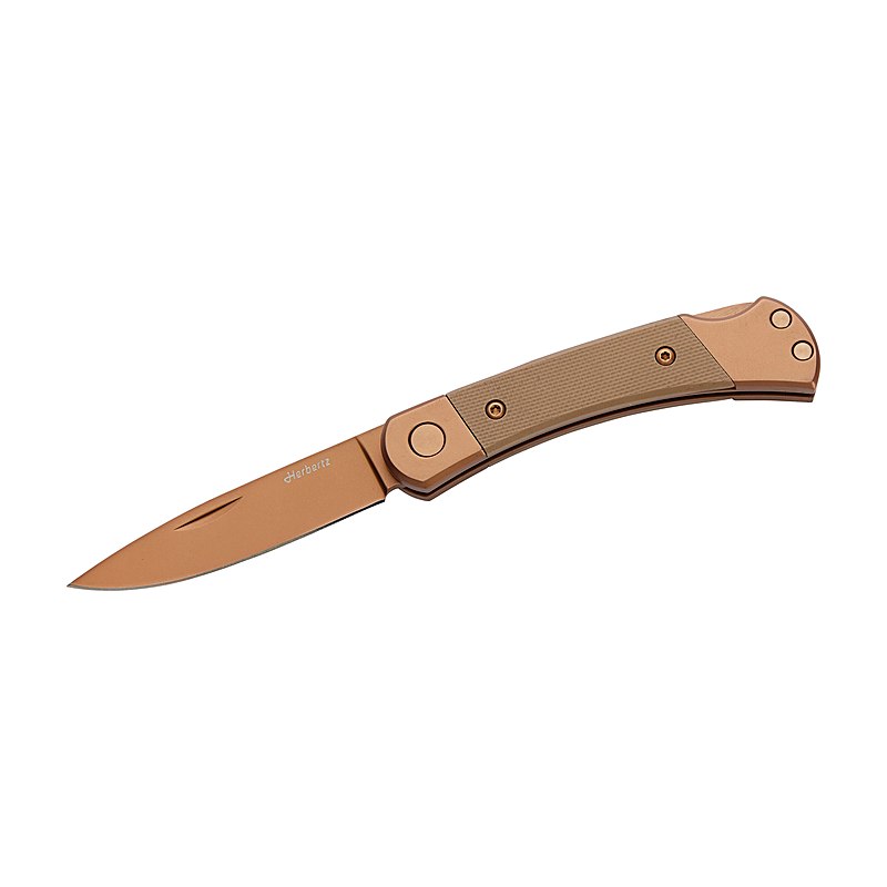 Herbertz Taschenmesser Titanbeschichtung Rosengold D2 Small, sand