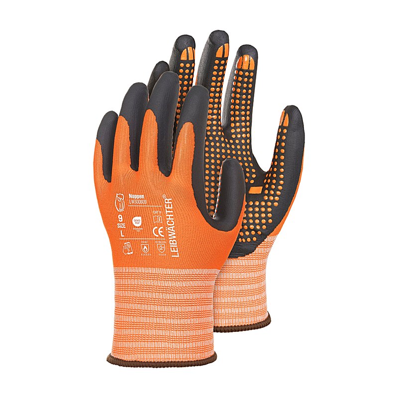 Leibwächter Handschuhe Noppen, orange, Größe 8