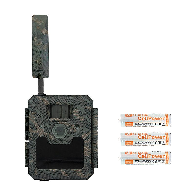 ICU Wildkamera Clom Cam 6 mit 3 x ICU Akku Clom Cell Power 18650, camo