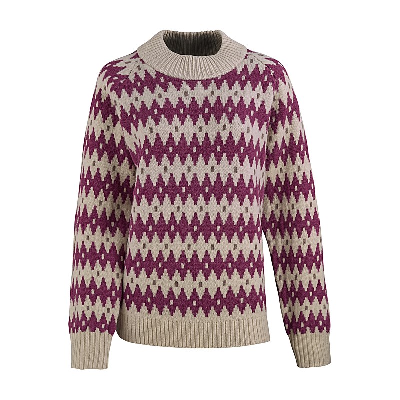 Fjällräven Pullover Övik Jacquard Knit, light beige-mesa purple, Größe M