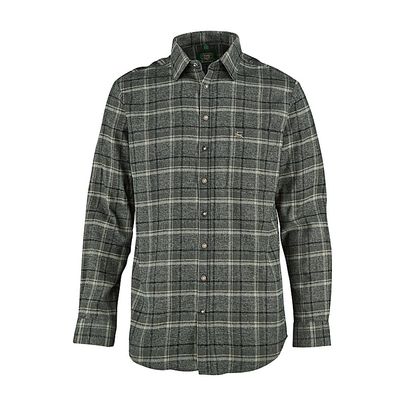 OS-Trachten Langarmhemd Flanell, oliv, Größe 43/44