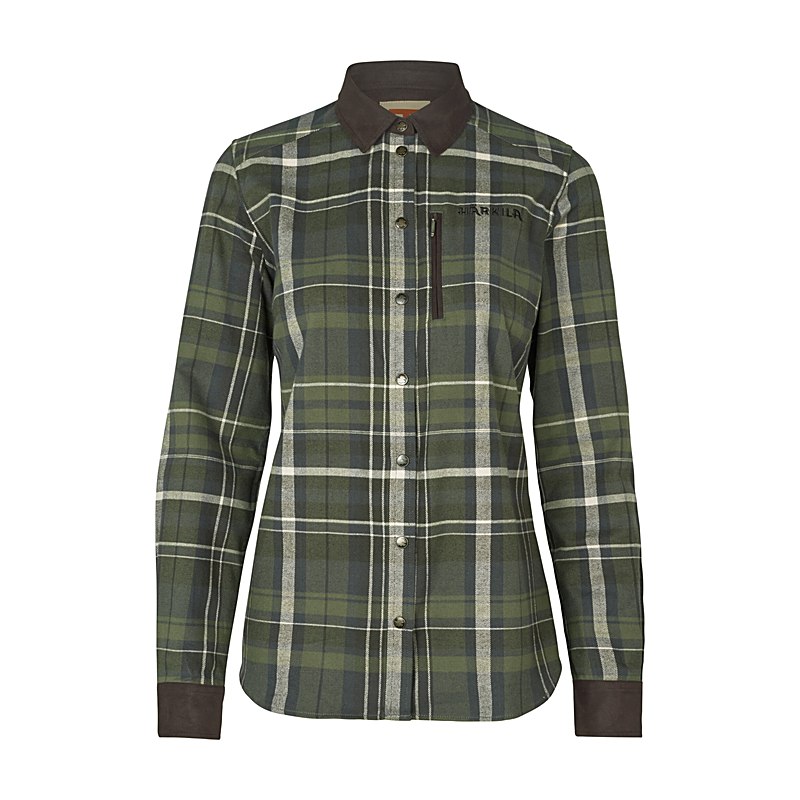 Härkila Langarmbluse Pajala, olive check, Größe XS