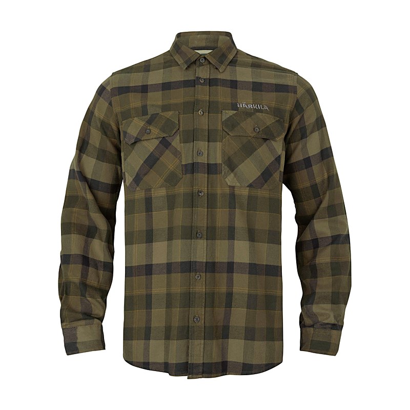 Härkila Langarmhemd Asmund, beech green check, Größe XXL