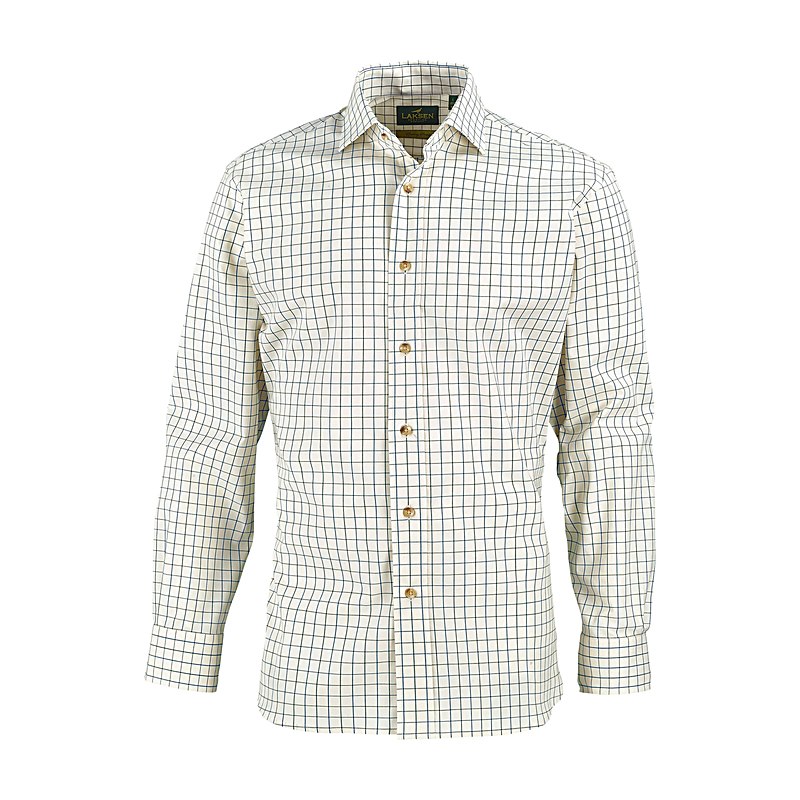 Laksen Langarmhemd Viggo SC, beige-grün-blau kariert, Größe XL