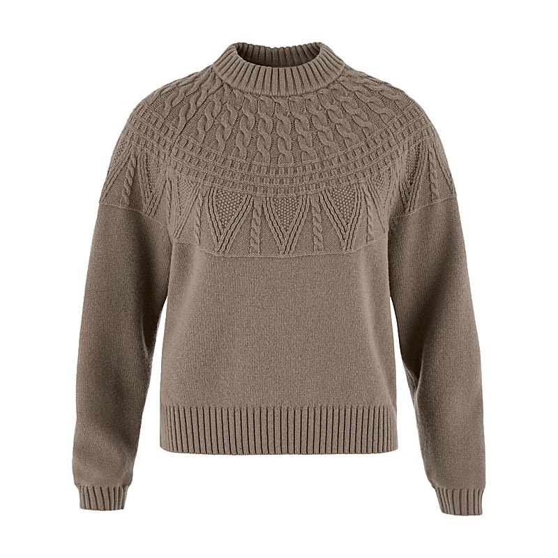 Fjällräven Pullover Övik Solid Jacquard Knit, suede brown, Größe XL