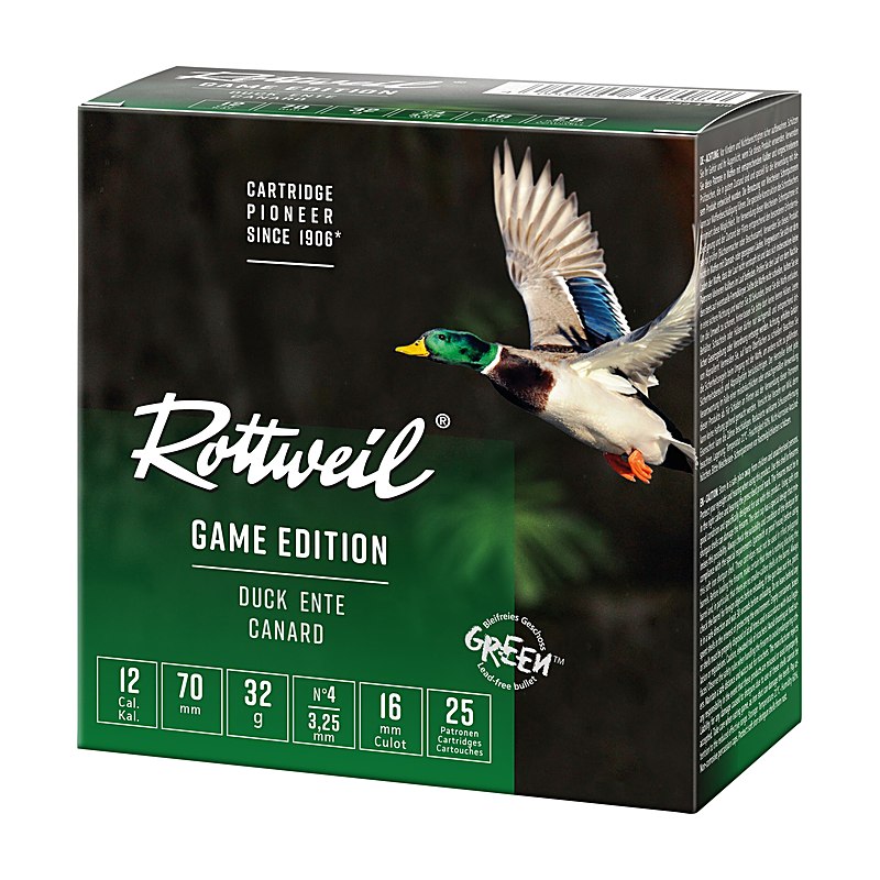 Rottweil Stahlschrotpatronen Game Edition Ente 12/70 3,25 mm