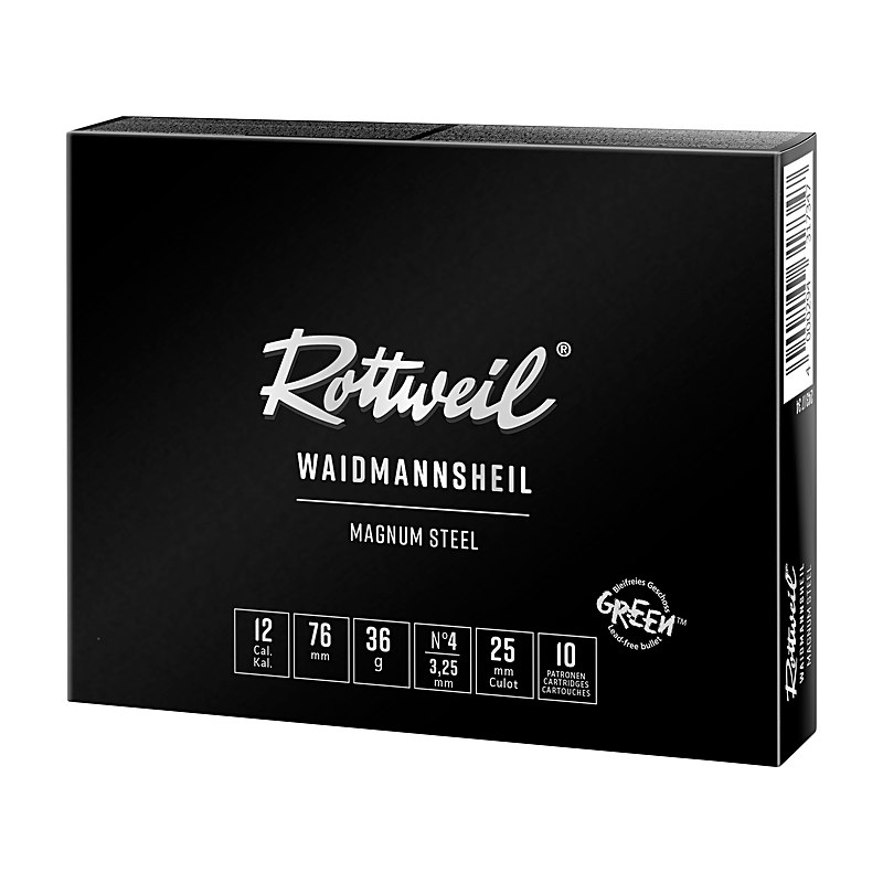 Rottweil Stahlschrotpatronen Waidmannsheil Magnum Steel 12/76 3,25 mm