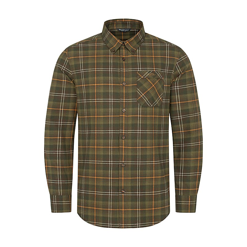 Blaser Langarmhemd Julian Flanell, grün-offwhite-orange, Größe XL