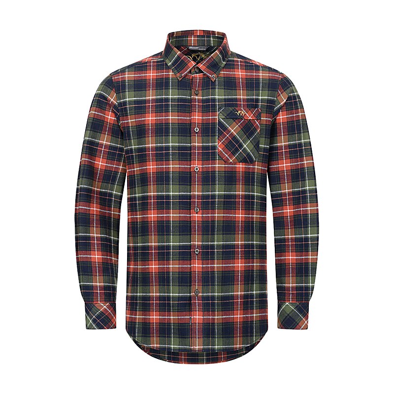 Blaser Langarmhemd Martin Flanell, dunkel oliv-rot, Größe M