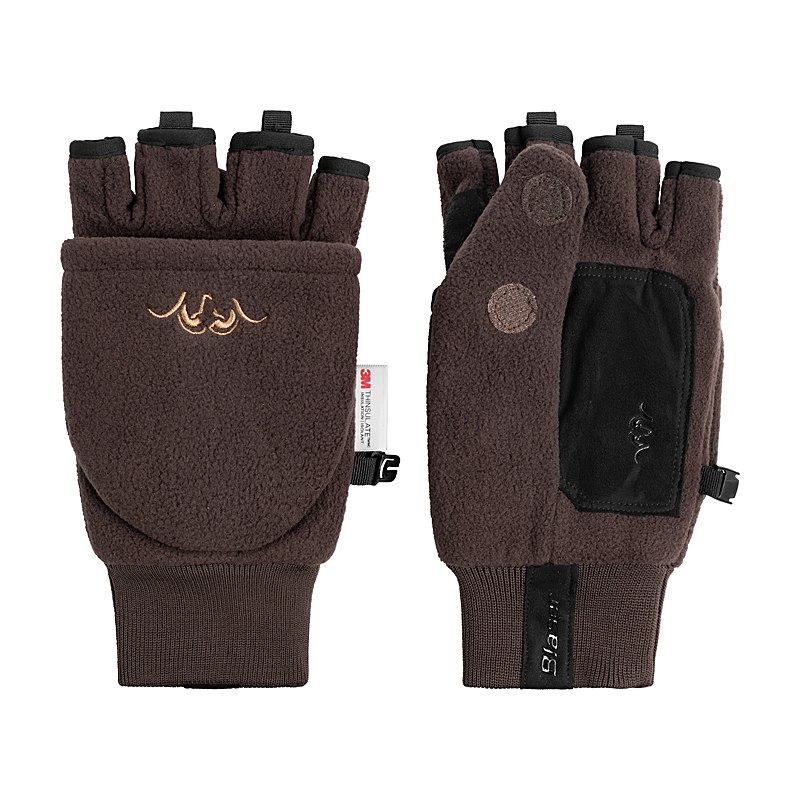 Blaser Handschuhe Fleece Klapp Fäustling, dunkelbraun, Größe 7