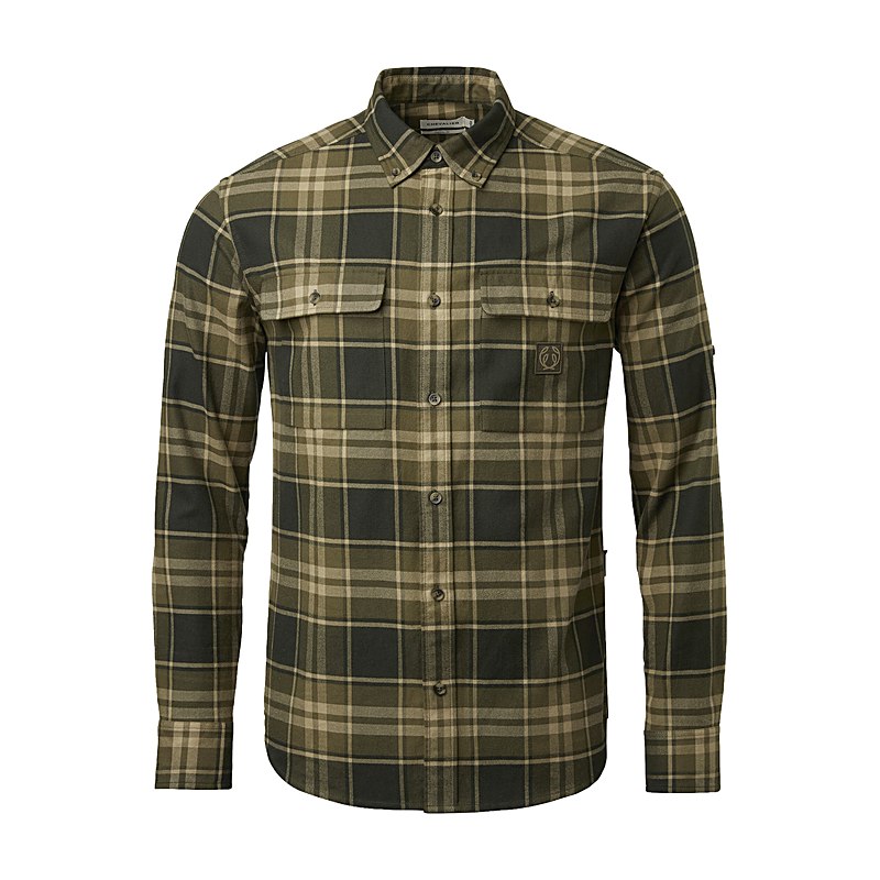 Chevalier Langarmhemd Heron Flannel, evergreen checked, Größe XL