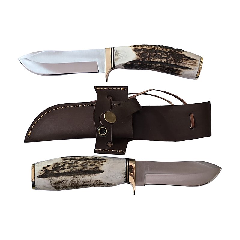 Guerreroknives Jagdmesser Hirschhorn mit Messing