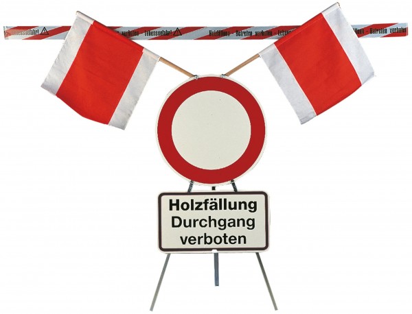 Warnständer Freiberg, komplett mit kleinen Schildern