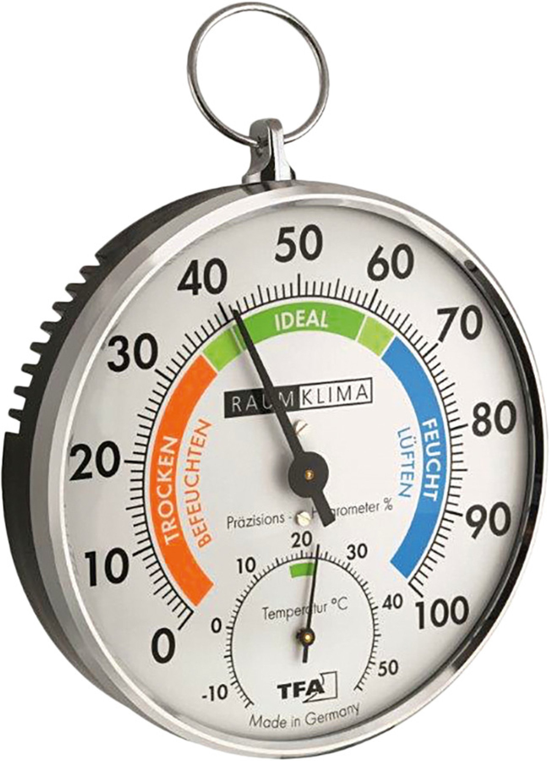 TFA Analoges ThermoHygrometer mit Metallring Wetterstationen
