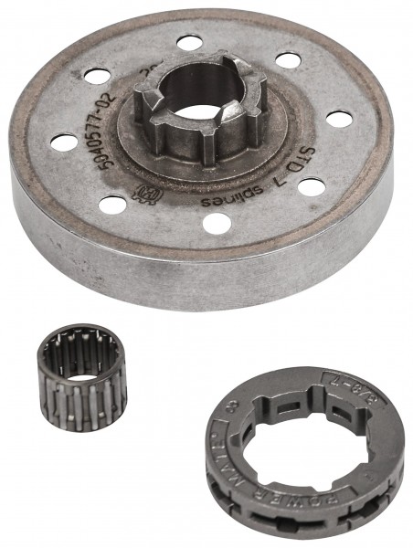 Pignon annulaire Husqvarna complet avec roulement à aiguilles 3/8", 7 dents, taille du moyeu : standard