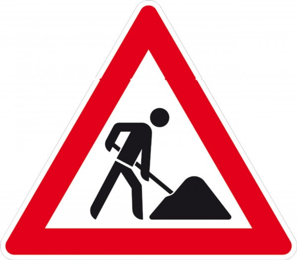 Schild Baustelle, reflektierend