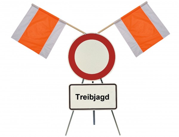 Warnständer mit Sperrschild und Zusatzschild Treibjagd